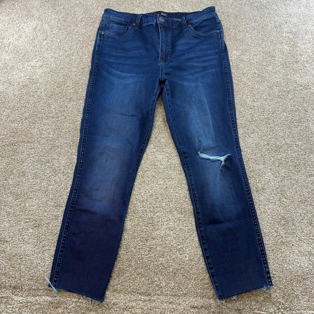 KUT from the Kloth Connie Fab Ab Ankle Skinny Jeans 10 Distressed Stretch High